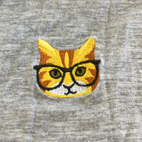 Gray Ringer Tee with Cat Patch - Picture 3 of 3
